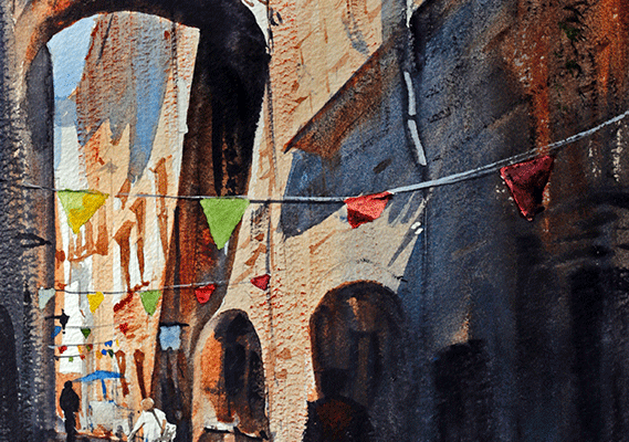 Carcassonne. Watercolour. 10ins x 12ins.